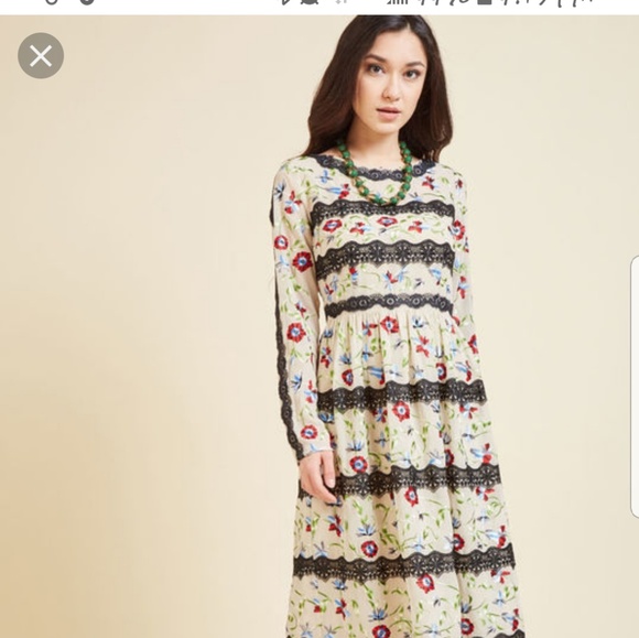 Modcloth Sheer Lace Embroidered Midi Dress - Picture 8 of 8